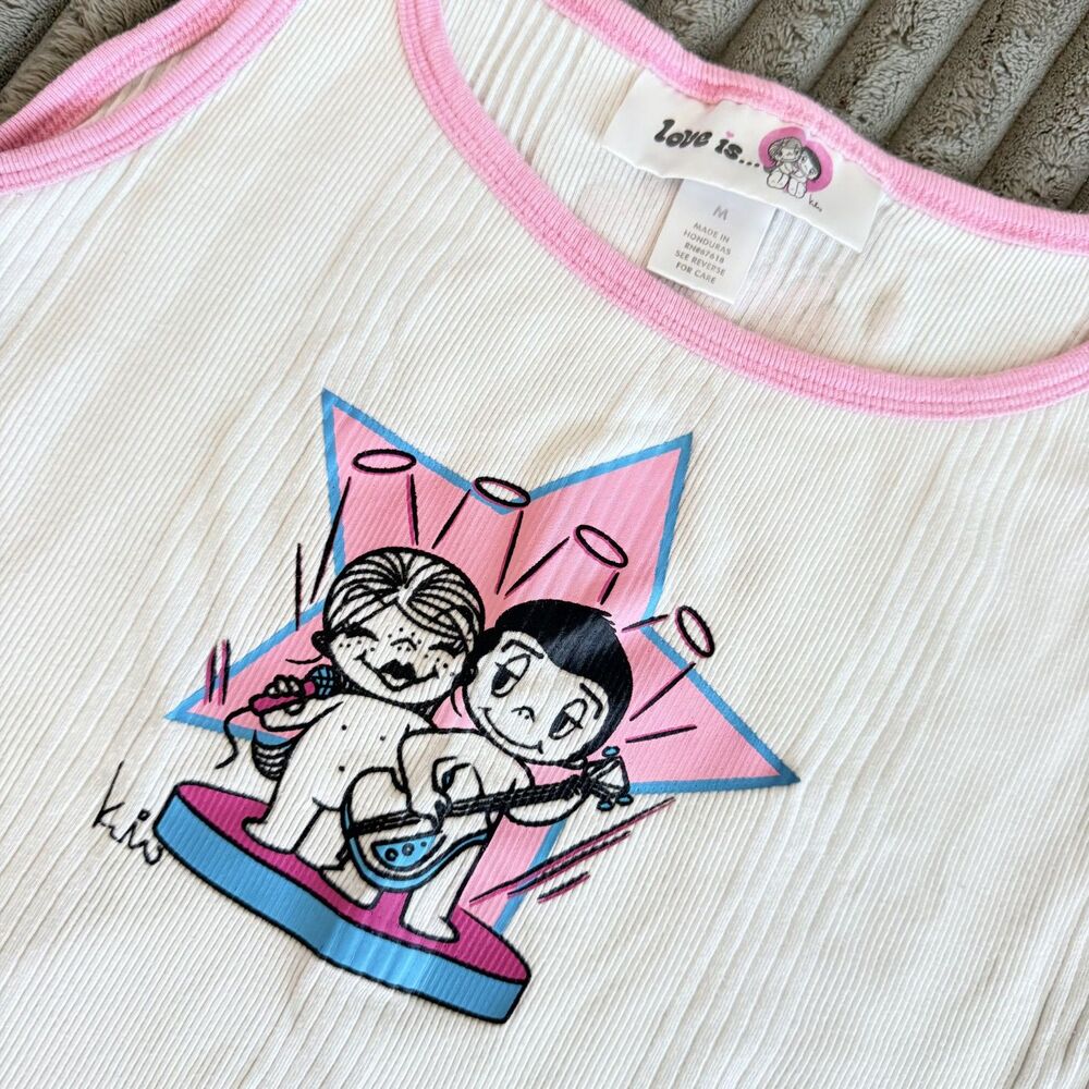 Love Is 2004 Y2K Rockin My World Tank Eternal Sunshine White Pink Women’s M